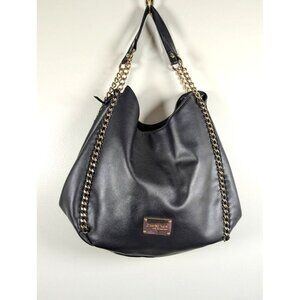 bebe Cloette Triple Entry Hobo Shoulder Bag Faux Leather Streetwear Gold Chain